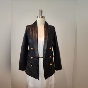 Black Vegan Leather Black Blazer Size Small